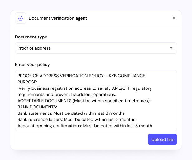 Document verification agent